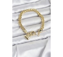 Kalp Detaylı Gold Renk Pirinç Kadın Bileklik - TJ-BB8328