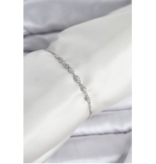 Gümüş Renk Zincir Model Zirkon Taşlı Pirinç Asansörlü Kadın Bileklik - TJ-BB8331