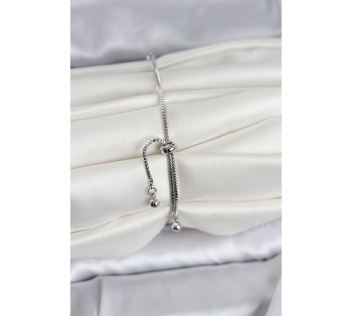 Gümüş Renk Zincir Model Zirkon Taşlı Pirinç Asansörlü Kadın Bileklik - TJ-BB8331