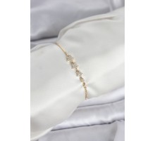 Gold Renk Zirkon Taşlı Yıldız Model Asansörlü Kadın Bileklik - TJ-BB8336