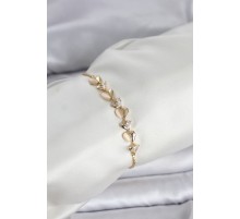 Gold Renk Zirkon Taşlı Sıralı Damla Model Asansörlü Kadın Bileklik - TJ-BB8338