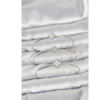 Gümüş Renk Yonca Model Zirkon Taşlı 3'lü Kadın Bileklik Kombini - TJ-BB8344