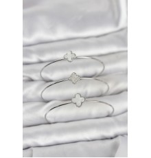 Gümüş Renk Yonca Model Zirkon Taşlı 3'lü Kadın Bileklik Kombini - TJ-BB8344