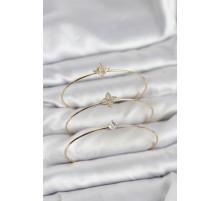 Zirkon Taşlı Gold Renk Yonca Model 3'lü Kadın Bileklik Kombini - TJ-BB8349