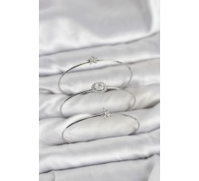 Zirkon Taşlı Gümüş Renk Tek Taş Model 3'lü Kadın Bileklik Kombini - TJ-BB8350