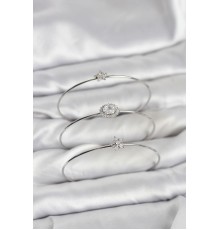 Zirkon Taşlı Gümüş Renk Tek Taş Model 3'lü Kadın Bileklik Kombini - TJ-BB8350