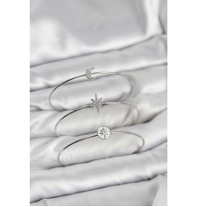 Gümüş Renk Zirkon Taşlı Kutup Yıldızı Model 3'lü Kadın Bileklik Kombini - TJ-BB8354