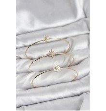 Gold Renk Zirkon Taşlı Kutup Yıldızı Model 3'lü Kadın Bileklik Kombini - TJ-BB8355