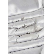 Gümüş Renk Zirkon Taşlı Deniz Yıldızı Model 3'lü Kadın Bileklik Kombini - TJ-BB8356