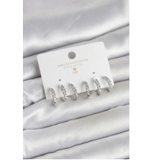 Gümüş Renk Pirinç Zirkon Taşlı Kadın Küpe - TJ-BKP11641