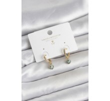 Minimal Nazarlı Model Gold Renk Zirkon Taşlı Kadın Küpe - TJ-BKP11642