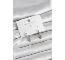 Minimal Nazarlı Model Gümüş Renk Zirkon Taşlı Kadın Küpe - TJ-BKP11643