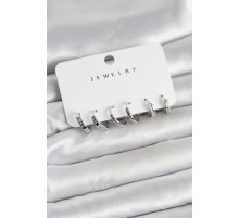 Gümüş Renk Pirinç 3 Çift Kadın Küpe Seti - TJ-BKP11645