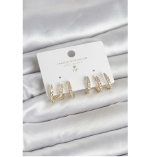 Gold Renk Pirinç Zirkon Taşlı Kadın Küpe - TJ-BKP11648