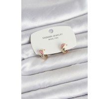 Pembe Yunus Balığı Model Gold Renk Pirinç Çocuk Küpe - TJ-BKP11650