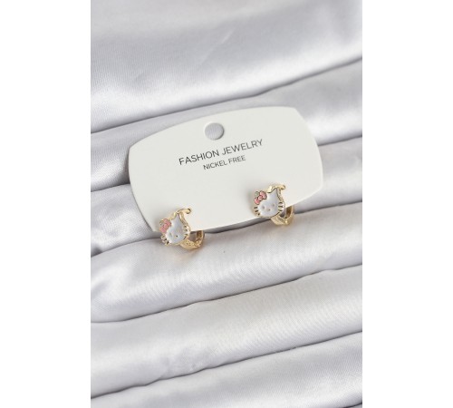 Kitty Model Gold Renk Pirinç Çocuk Küpe - TJ-BKP11652