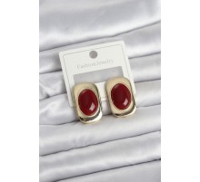 Bordo Renk Kare Model Vintage Kadın Küpe - TJ-BKP11658
