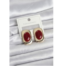 Bordo Renk Kare Model Vintage Kadın Küpe - TJ-BKP11658