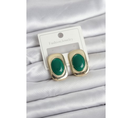 Yeşil Renk Kare Model Vintage Kadın Küpe - TJ-BKP11659