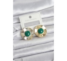 Vintage Model Yeşil Gold Renk Pirinç Kadın Küpe - TJ-BKP11664