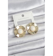 Vintage Model Beyaz Gold Renk Pirinç Kadın Küpe - TJ-BKP11665