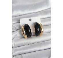 Damla Model Siyah Vintage Gold Renk Kadın Küpe - TJ-BKP11666