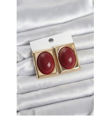 Bordo Kare Model Vintage Gold Renk Kadın Küpe - TJ-BKP11673
