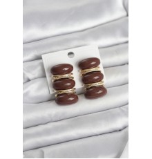 Kahverengi Vintage Model Gold Renk Kadın Küpe - TJ-BKP11677