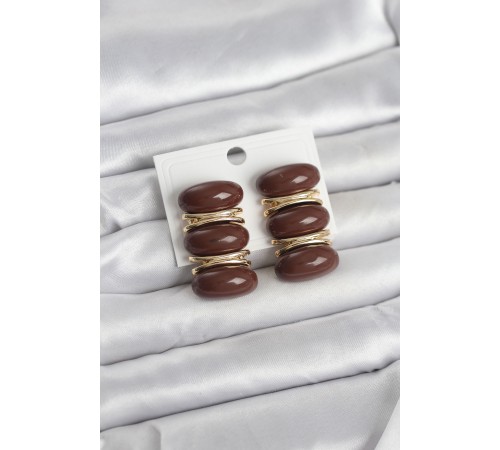 Kahverengi Vintage Model Gold Renk Kadın Küpe - TJ-BKP11677