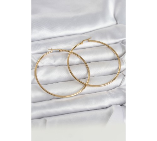 316L Çelik Gold Renk 60 mm Halka Kadın Küpe - TJ-BKP11686