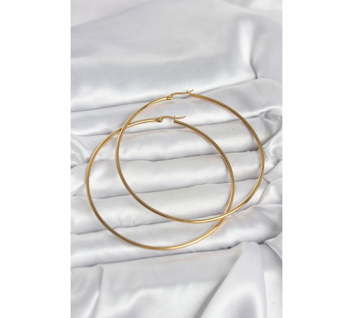 316L Çelik Gold Renk 80 mm Kadın Halka Küpe - TJ-BKP11688