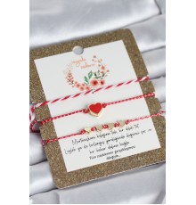 Marteniçka Bileklik 3'lü Kırmızı Mineli Kalp Model - TJ-BB8361