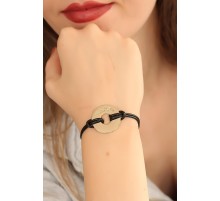 HAPPY (Mutlu) Siyah Deri İpli Unisex Mood Bileklik - TJ-BB1987