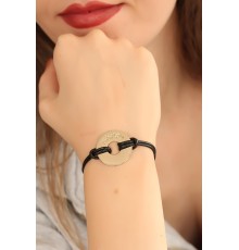 HAPPY (Mutlu) Siyah Deri İpli Unisex Mood Bileklik - TJ-BB1987