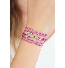 Karışık Desenli Pembe Renk Gümüş Metal Kancalı Bayan Çoklu Bileklik - TJ-BB2376-KS