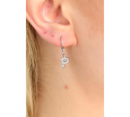 P Harf Bayan Küpe - TJ-BKP4871-KS