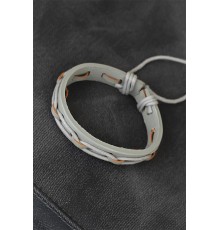 Gri Renk Örgü Deri Erkek Bileklik - TJ-EB1849