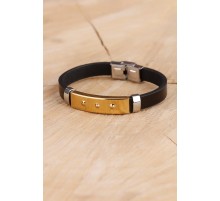 Siyah Silikon Çelik Aksesuar Tasarımlı Detaylı Erkek Bileklik - TJ-EB895