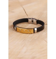 Siyah Silikon Çelik Aksesuar Tasarımlı Detaylı Erkek Bileklik - TJ-EB895