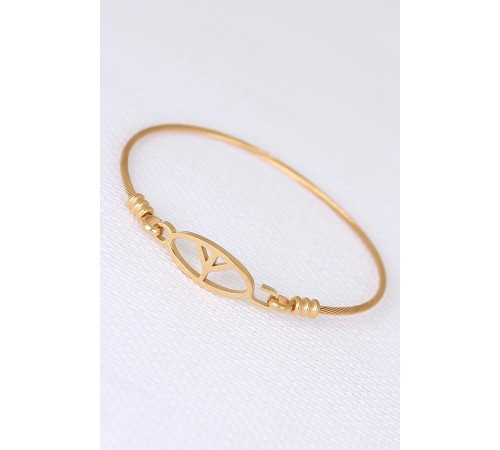 Gold Metal Çelik Figürlü Erkek Kelepçe Bileklik - TJ-EB1891 Gold Metal Çelik Figürlü Erkek Kelepçe Bileklik - TJ-EB1891