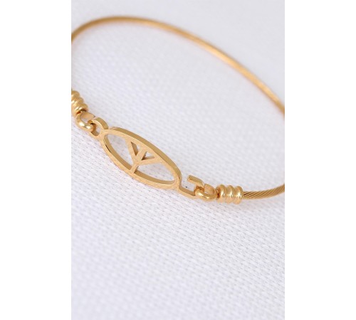Gold Metal Çelik Figürlü Erkek Kelepçe Bileklik - TJ-EB1891 Gold Metal Çelik Figürlü Erkek Kelepçe Bileklik - TJ-EB1891