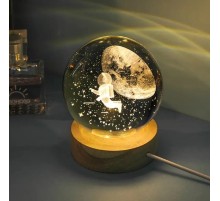 Işıklı Dekoratif Usb li Cam Küre Uçan Astronot