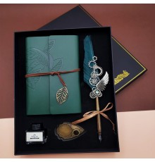 Mürekkepli Divit Kalem Ve Defter Set Yeşil