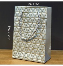 Büyük Boy Gümüş Ve Gold Desenli Karton Çanta