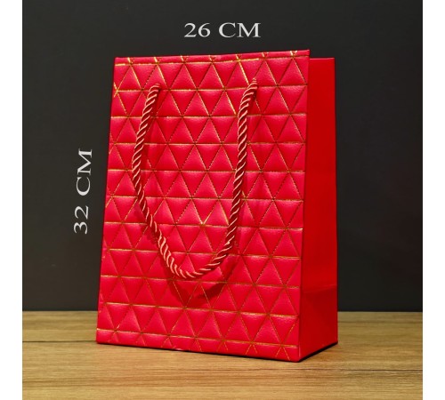 Büyük Boy Kırmızı Gold Desenli Hediye Çantası