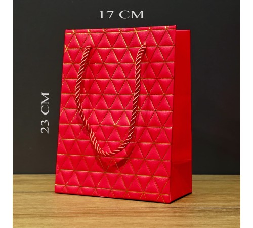 Küçük Boy Kırmızı Gold Renkli Karton Çanta