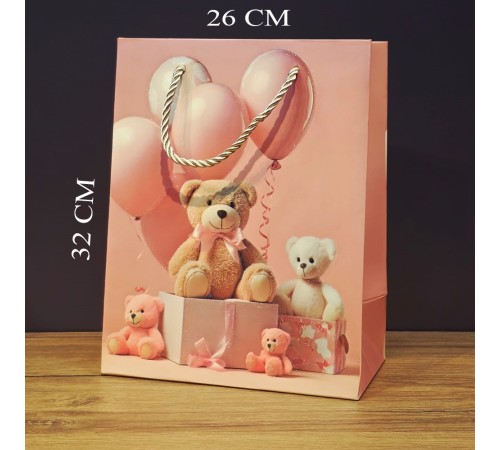 Büyük Boy Sevimli Ayıcıklar Tasarımlı Hediyelik Çanta