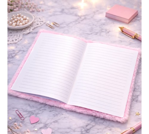 Kalpli Pembe Peluş Defter