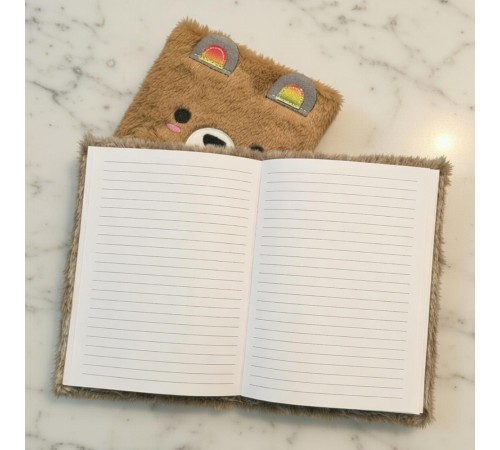 Sevimli Peluş Çizgili Defter