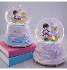 Forever Yazılı Romantik Çift Figürlü Işıklı Büyük Kar Küresi